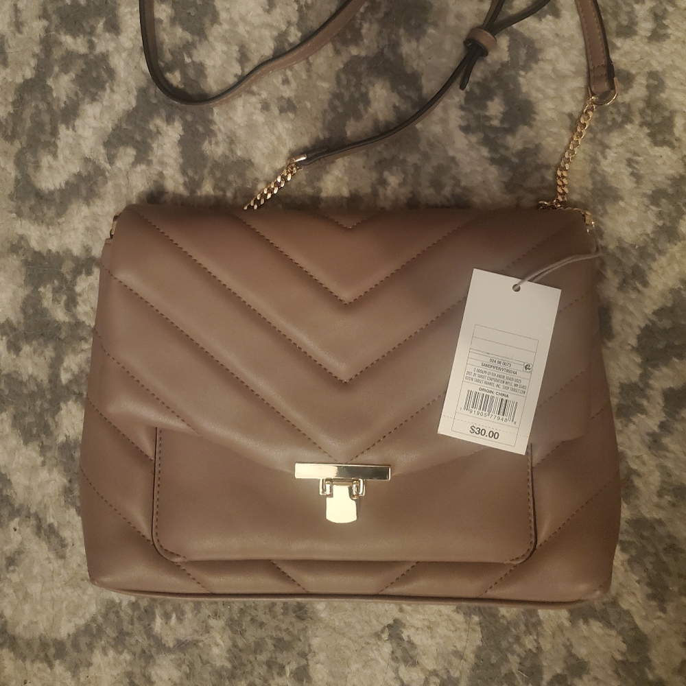 a new day taupe quilted crossbody bag
